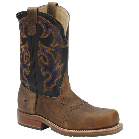 mens double  wide square steel toe work ropers  cowboy western boots