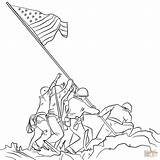 Flag Coloring Iwo Jima Raising Soldier Pages Soldiers American Drawing Clipart Putting Printable Elisha Elijah Line Color England M16 Veteran sketch template