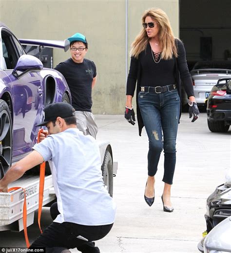 Caitlyn Jenner Tows Purple Porsche To The Shop On Flatbed