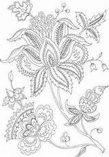 Coloring Pages Flower Adult Printable Crewel Embroidery Patterns Sheets Broderie Jacobean Adults Book Colouring Mandala Tattoo Skulls Sugar Work Flowers sketch template