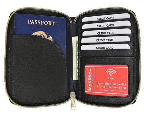 rfid premium leather mens passport bifold zip  wallet id