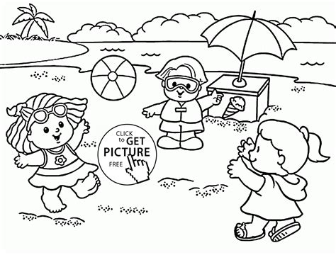 funny kids   summer beach coloring page  kids seasons coloring