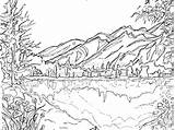 Coloring Pages Scenery Mountain Landscape Scene Printable Drawing Print Winter Colouring Color Adults Beautiful Getdrawings Getcolorings sketch template