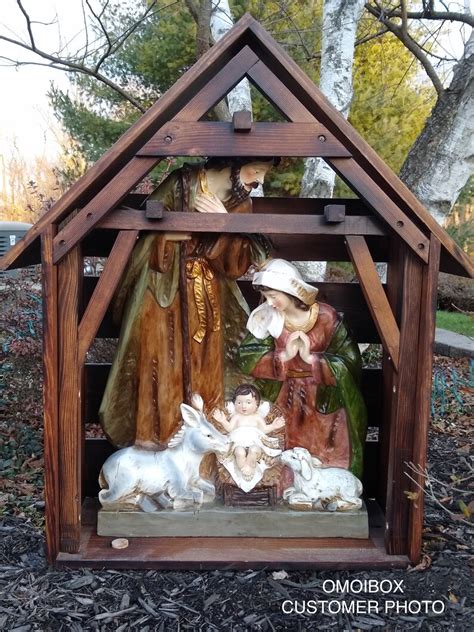 large indoor nativity stable wooden nativity manger custom etsy