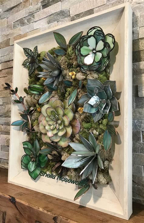 stained glass succulent wall hanging  stainedglass