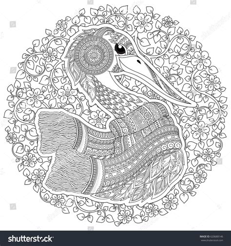 zentangle hand drawn stork  adult anti stress coloring pages post