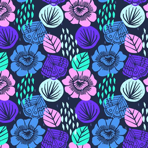 hand drawn bold bright floral pattern  vector art  vecteezy