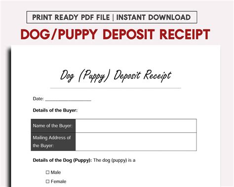 puppy deposit contract pet deposit receipt template puppy purchase