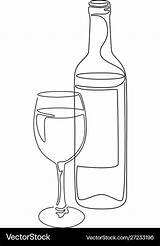 Wine Bottle Line Drawing Glass Vector Continuous Drawings Vectorstock Minimal Easy Simple sketch template