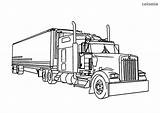 Truck Coloring Big Trailer Pages Trucks Printable Tractor Sheets Vehicles sketch template