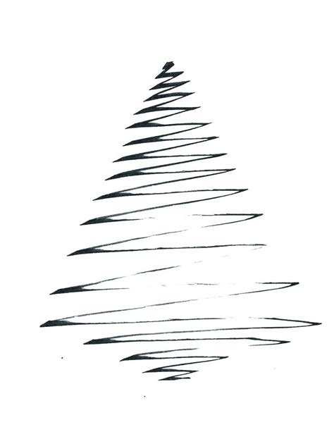 minimalistic black  white christmas card christmas tree  drawing illustrat christmas