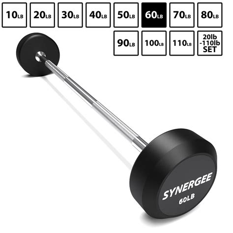 synergee fixed barbell pre weighted straight steel bar  rubber weights fixed weight