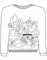Sweater Ugly Coloring Pages Christmas Village Motif Printable Sheets Plaid Colouring Paper Getcolorings Color Drawing Sweaters Print Popular sketch template