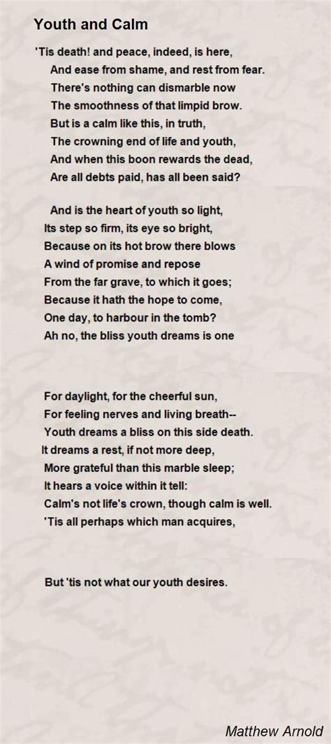 youth  calm poem  matthew arnold poem hunter