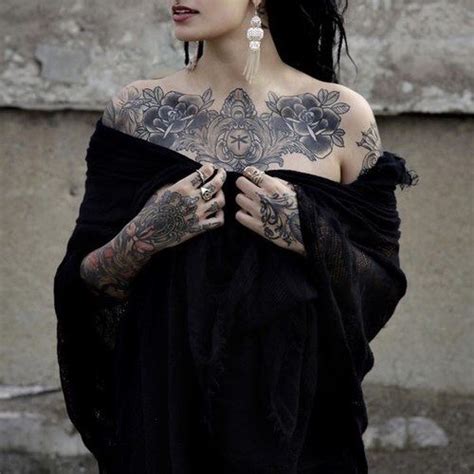 pinterest ρσяcєℓαιиiv girl tattoos gothic fashion chest piece tattoos