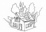 Brennendes Malvorlage Haus sketch template