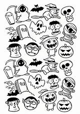 Halloween Coloring Characters Kids Pages Doodle Color Adults Adult Print Drawings Easy Cute Drawing Justcolor Doodles Printables Printable Sheets Pumkin sketch template