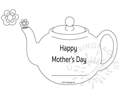 mothers day teapot card coloring page