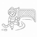 Hockey Coloring Outline Cartoon Ice Kids Drawing Pages Rink Playing Winter Boy Book Sports Stock Abdul Kareem Jabbar Illustration Getdrawings sketch template