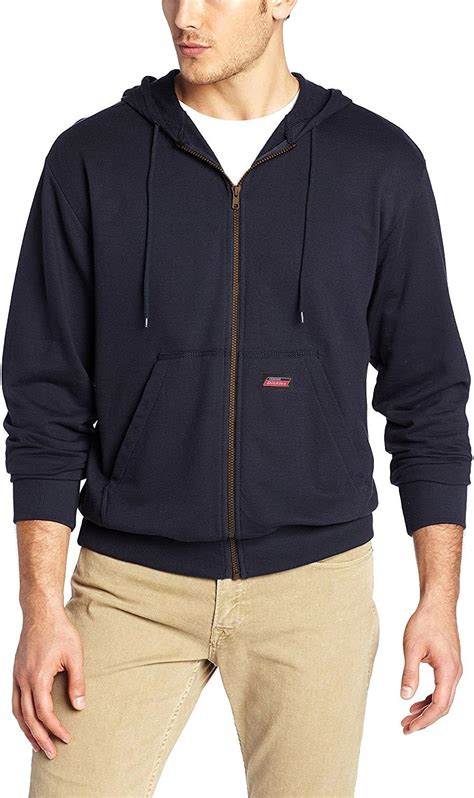 dickies mens lightweight zip up fleece hoodie navy uk clothing