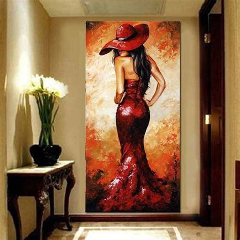 Large Abstract Sexy Women In Red Paintings Home Decor Wall