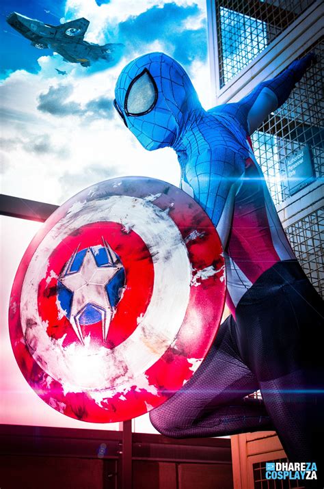 [self] captain spiderman cosplay still making the shield cosplay