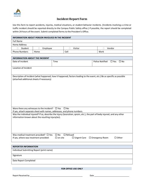 blank incident report form templates  allbusinesstemplatescom
