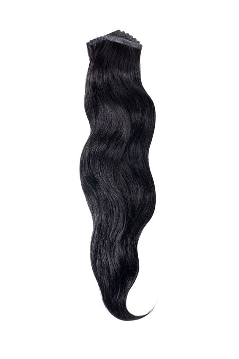 jet black 1 hand tied tape in glam seamless hair extensions