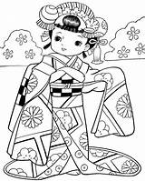 Coloring Japonesas Geisha Meninas Japonesa Riscos Gueixa Japon Muñecas Japones álbumes Princesas Rabiscos Nil sketch template