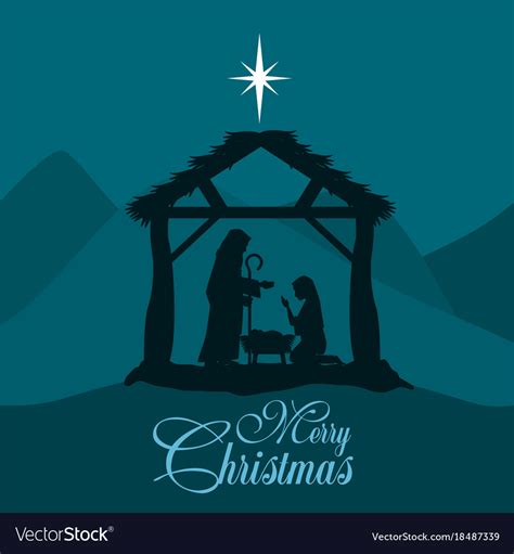 merry christmas nativity scene  holy family vector image