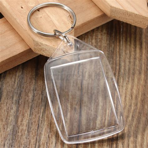 pcs clear acrylic blank keyring insert photo picture holder key ring