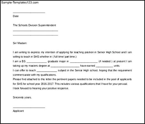 sample letter  intent   teacher word format  sample