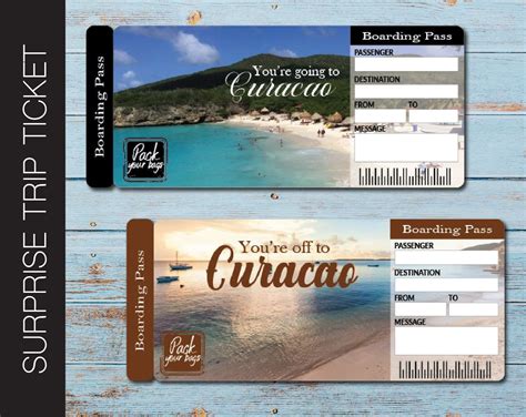 printable curacao surprise trip gift ticket boarding pass etsy   surprise trip