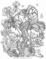 Coloring Fairy Pages Garden Adult Color Printable Description Coloringgarden Getcolorings sketch template