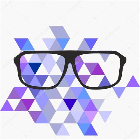 nerd glasses on grey background with triangle flat surface mosaic clip