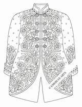 Coloring Etsy Pages Printable Jacobean Jacket Adult Embroidered Cynthia sketch template