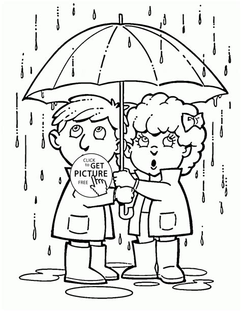 rainy spring season coloring page  kids seasons coloring pages