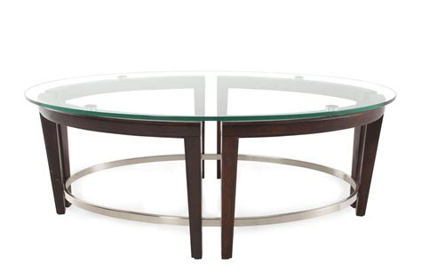 Glass Top Oval Contemporary Cocktail Table In Hazelnut