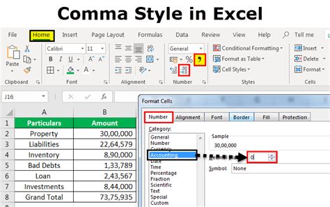 comma style  excel   apply shortcut keys