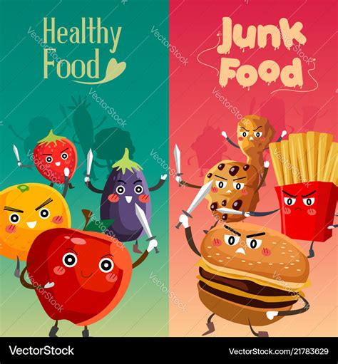 healthy food  unhealthy food royalty  vector image