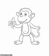 Coloring Monkey Eating Banana Pages Animals Kids Site Popular Most Quality Coloringpages sketch template