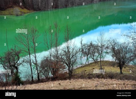 contaminated lake water geamana rosia montana romania stock photo alamy