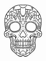 Dia Muertos Los Pages Skull Coloring Getcolorings sketch template