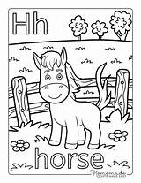 Horse Coloring Pages Kids Cartoon Printable Easy Farm Printables sketch template