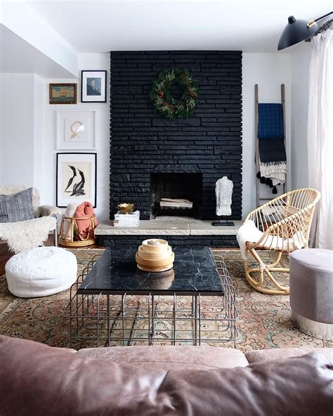 paint  stone fireplace black cammie morey