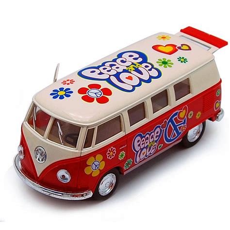 volkswagen classical bus red kinsmart df  scale diecast model toy car brand