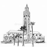 Casablanca Morocco Koutoubia Mosque Landmark sketch template