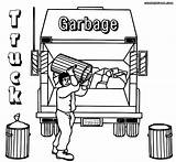 Garbage Truck Coloring Pages Worker Print Vehicle sketch template