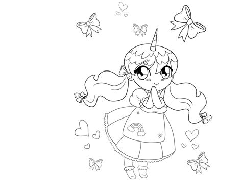 cute unicorn girl coloring page