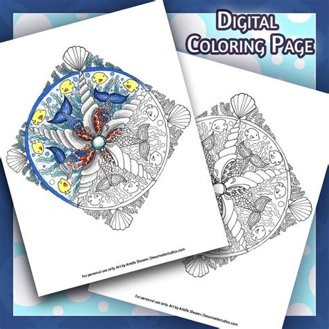 water mandala printable coloring page adulting coloring etsy